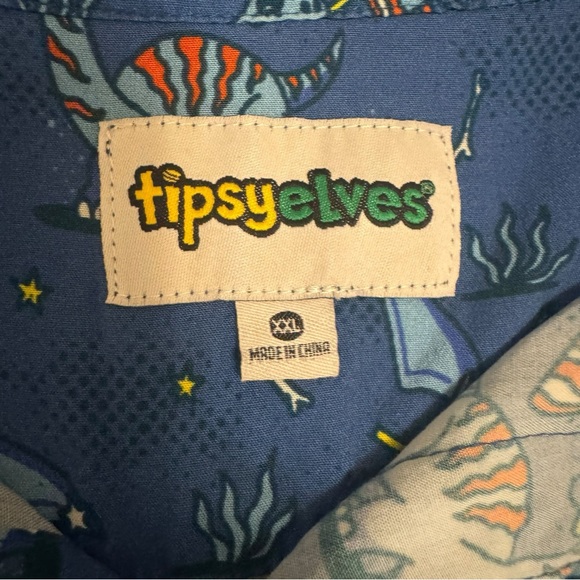 Tipsy Elves Fossilized Flag Print‎ Men's 2XL Shirt 4th of July Ltd Edition - Picture 2 of 11